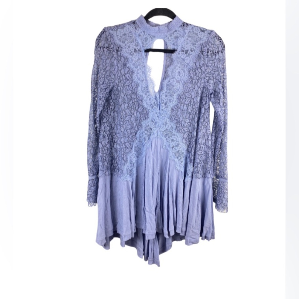 ‼️SOLD ‼️Free People Tell Tale Tunic Mini Dress XS Lace Semi Sheer - Picture 2 of 3